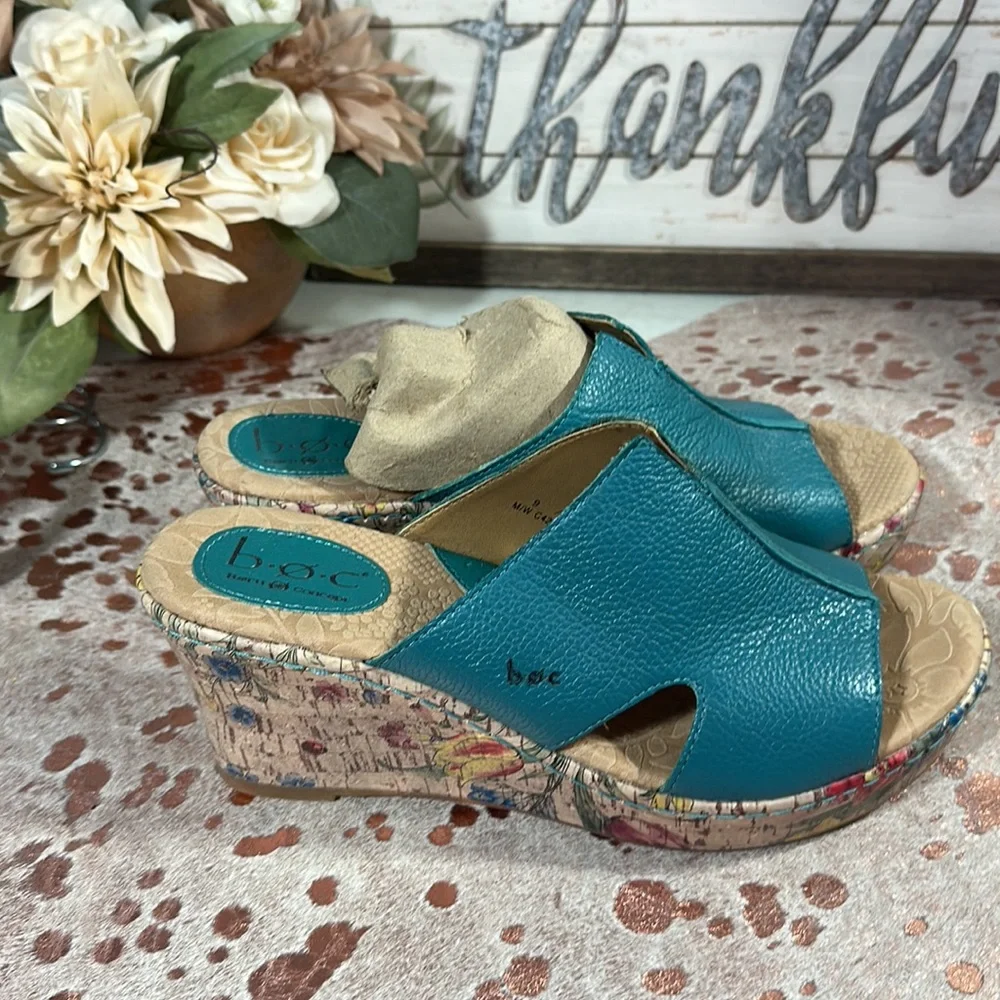 b.o.c. Women's Blue Wedge Sandals - Picture 2 of 6